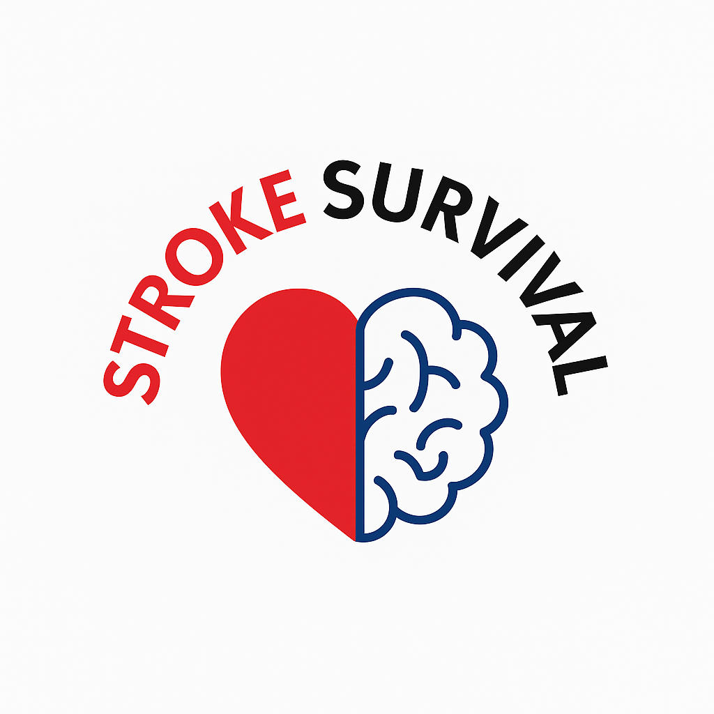 Logo combining a heart and brain with 'Stroke Survival' text.